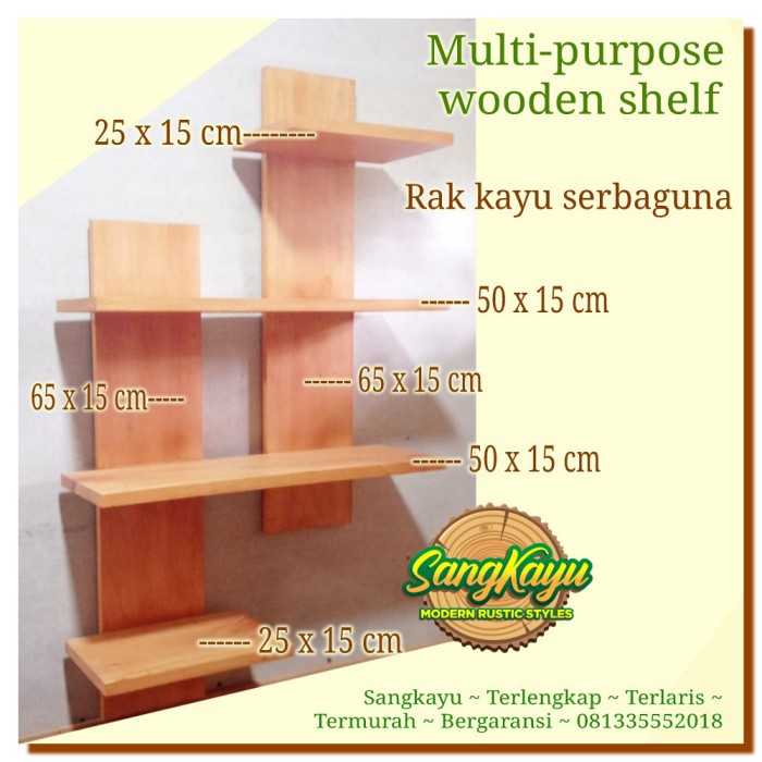 Multi-purpose wooden shelf 87x15 rak kayu minimalis rak kayu serbaguna