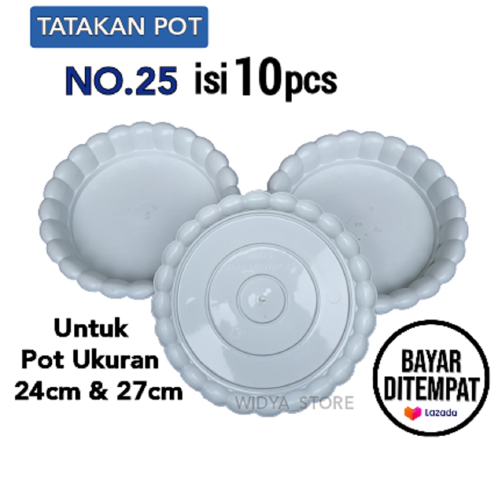 Tatakan Pot Bunga No.25 isi 10 pcs Untuk Pot Ukuran 24 cm dan 27 cm Tatakan Pot Bunga Plastik Lusinan Murah Alas Pot Bunga Tawon Putih Piringan Pot