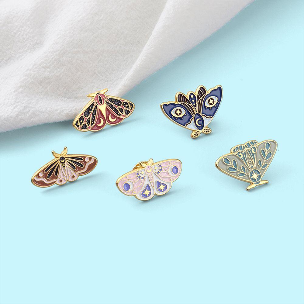 Mxbeauty Kupu-Kupu Ngengat Enamel Pin Lucu Fashion Sederhana Mantel Aksesoris Perhiasan Aksesoris Warna Emas Perhiasan Hadiah Kartun Bros Pin