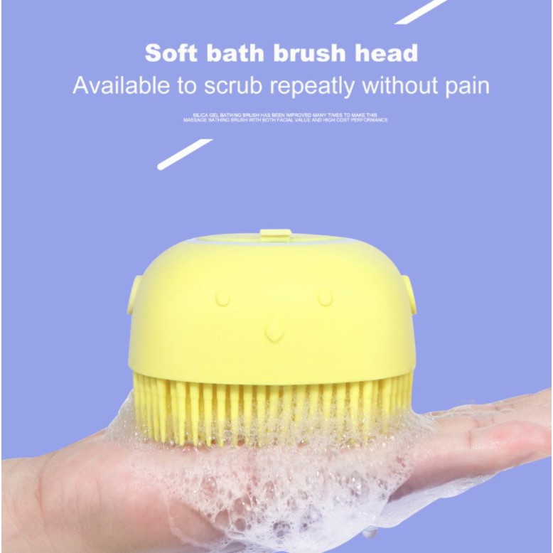 BAJ Sikat Mandi Bahan Silikon Lembut Badan Kepala Shower Brush Silicone Dispenser Sabun &amp; Shampoo - PR014