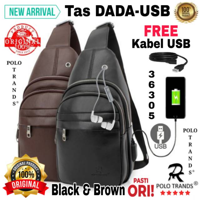 Polo Trands 36305 TAS Slempang/Selempang/Bahu/dada Kulit Pria/Wanita Import Original Branded