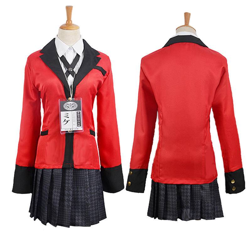 【Wetrose】Ready Stock Kakegurui Cosplay Yumeko Jabami Kirai Saotome Mary Meari Runa Amine Costume Kostum Seifuku Baju Clothes Full Set, Wig