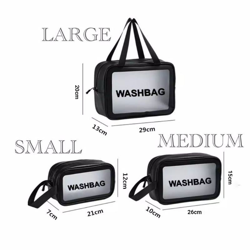 VC Tas Kosmetik Washbag Transparan Waterproof Toiletries Washbag  Pouch MakeUp Travel Transparan Waterproof