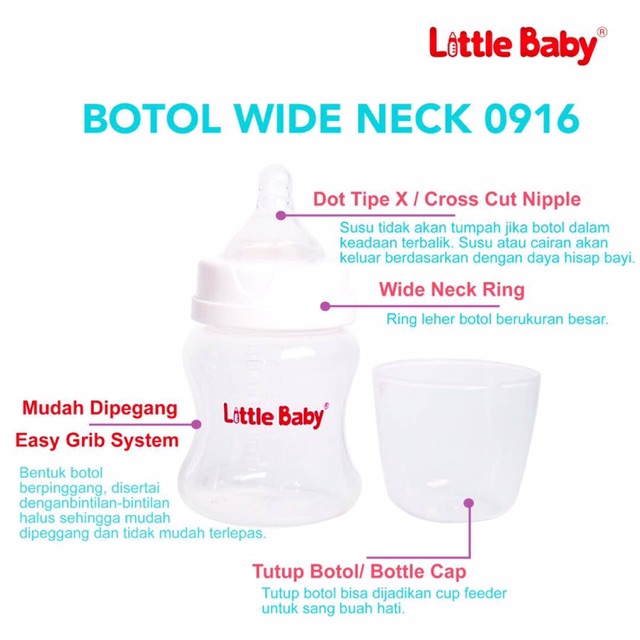 Little Baby WIDE NECK BOTTLE 140ml isi 2 pcs Anti Bocor - Botol Susu Wideneck 2pcs