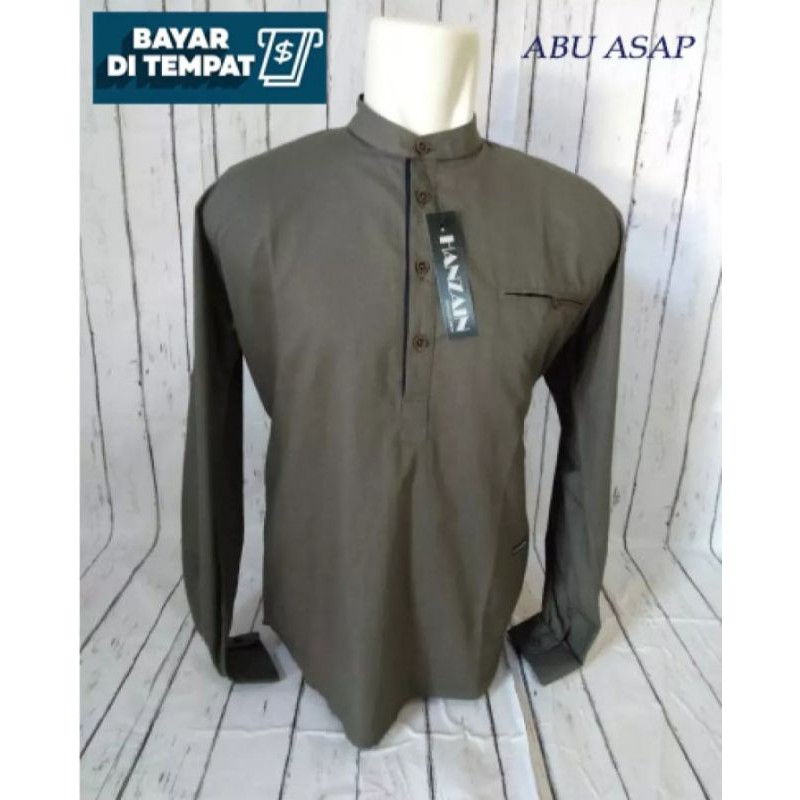COD KEMEJA KOKO DEWASA ABU ASAP PANJANG - KEMKO LENGAN PANJANG WARNA ABU ASAP