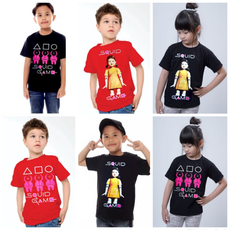 KAOS ANAK ANAK TERBARU/KAOS ANAK ANAK MOTIF SQUID GAME/ATASAN ANAK LAKI LAKI/PEREMPUAN TERBARU/KAOS SQUID GAME