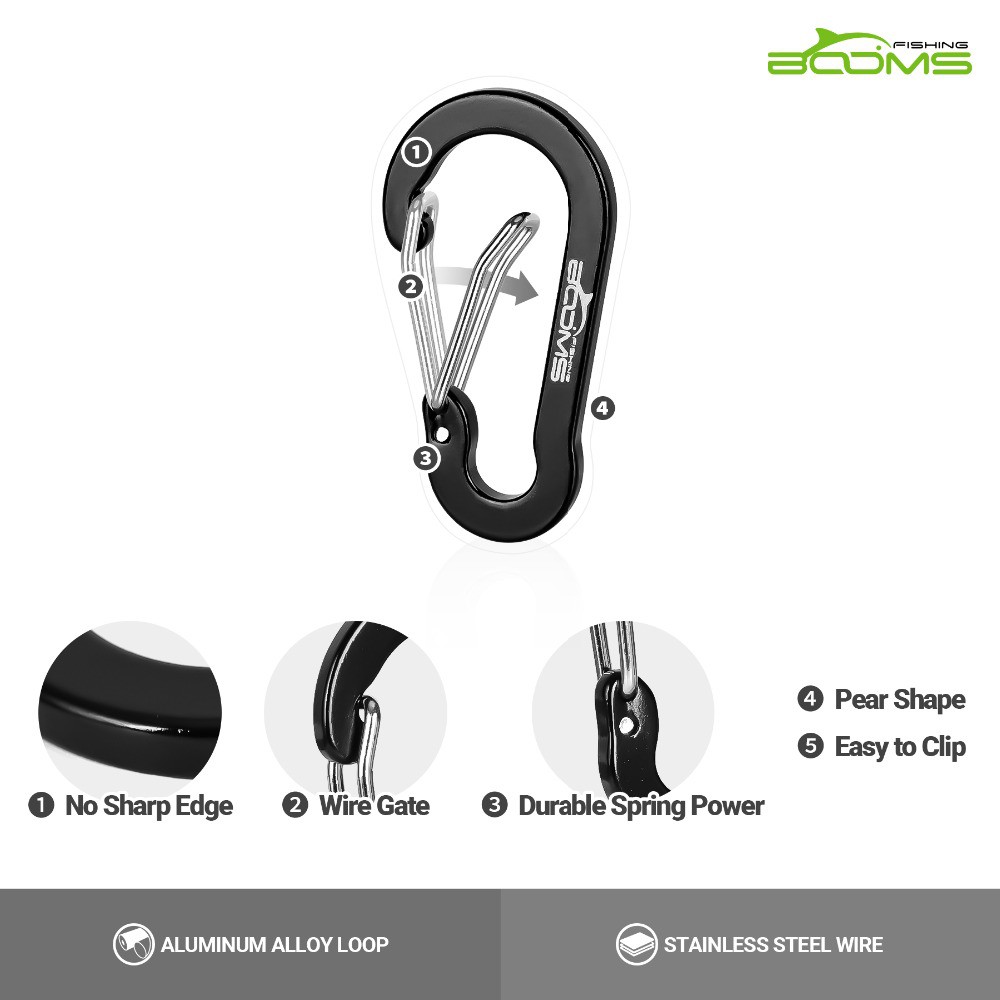 PROMO ACOMPS Gantungan Karabiner Aluminium Alloy Snap Clip Lock 6 PCS  - Black