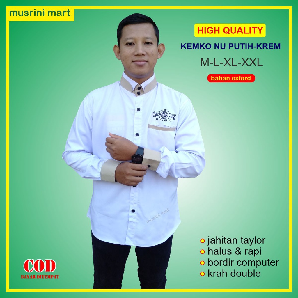 Baju Nu Koko Nu Kemeja Koko Nu Kemko Nu Baju Muslim Pria Ala Santri Putih High Quality Jahitan Taylo