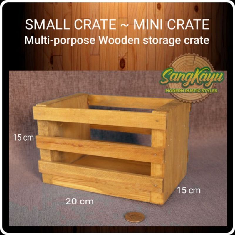 Kotak penyimpanan serbaguna storage box kayu mini crate tempat pekakas