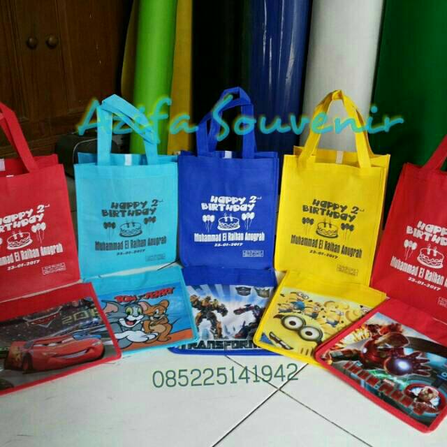 Tas Kantung HELLO KITTY  pake nama / Goodie Bag  Souvenir Ulang Tahun / Ultah Anak-1