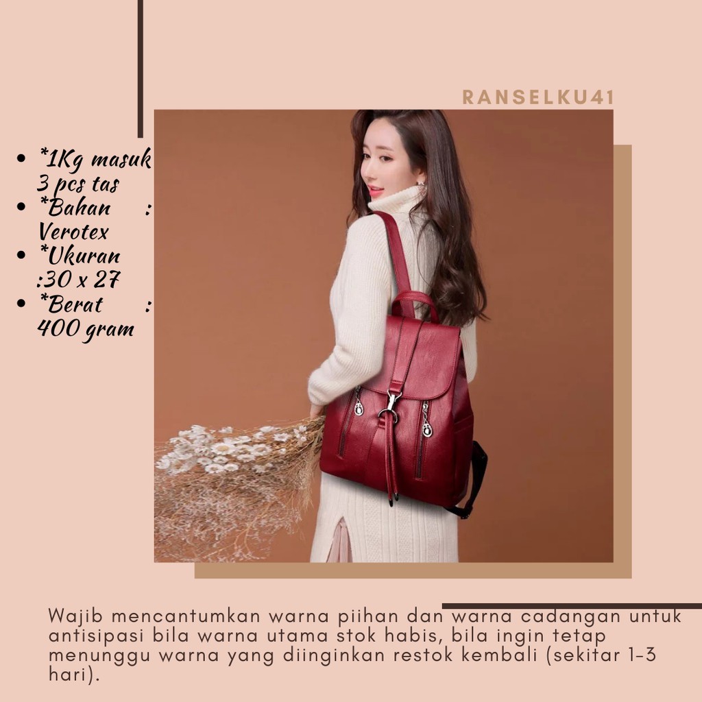 TAS RANSEL BACKPACK GENDONG BELAKANG WANITA CEWEK KANVAS IMPORT KOREA MURAH MULTIFUNGSI YUKA