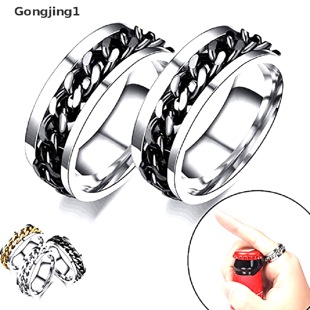 Gongjing1 Cincin Pembuka Botol Bahan Titanium Steel Untuk Pria