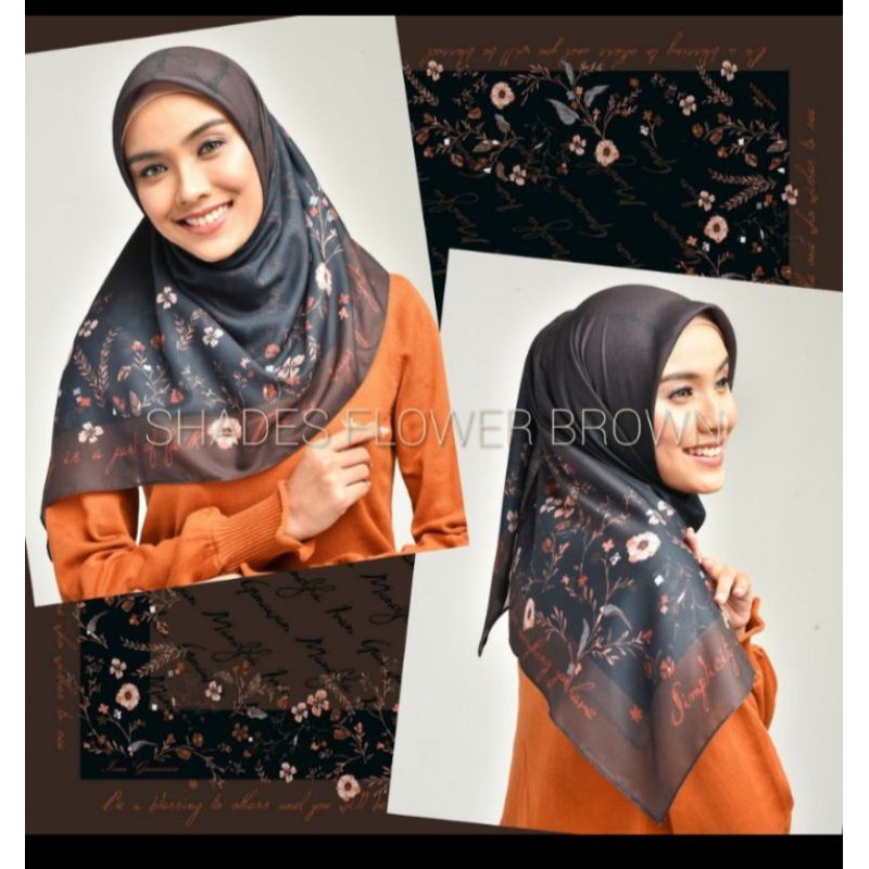 IVAN GUNAWAN SCARF MANDJHA MOTIF SHADES FLOWER BROWN ADA JUGA WARNA GREEN DAN PINK