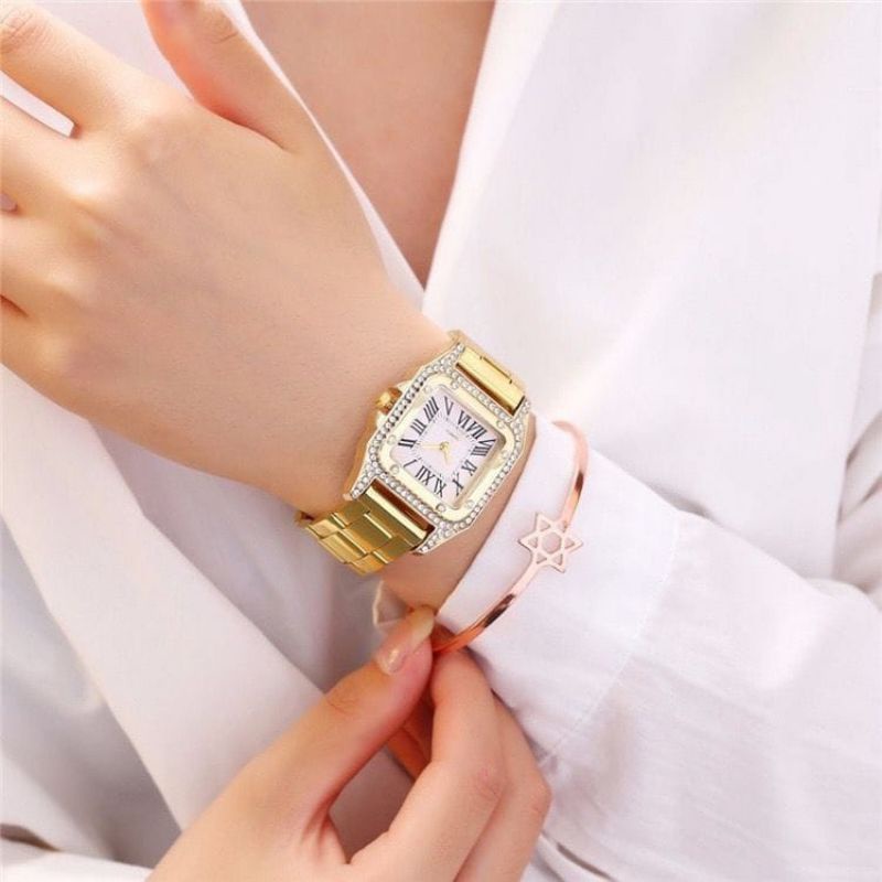 (Cod)Jam Tangan Wanita Fashion Casual Sergi Mata Kota Strap Rantai(Dikirim Jakarta)