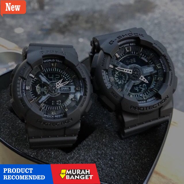 Jam tangan couple terbaik- COUPLE  JAM TANGAN SPORT PASANGAN G-SHOCK GA-110 BABY-G BLACK NAVY DUAL T