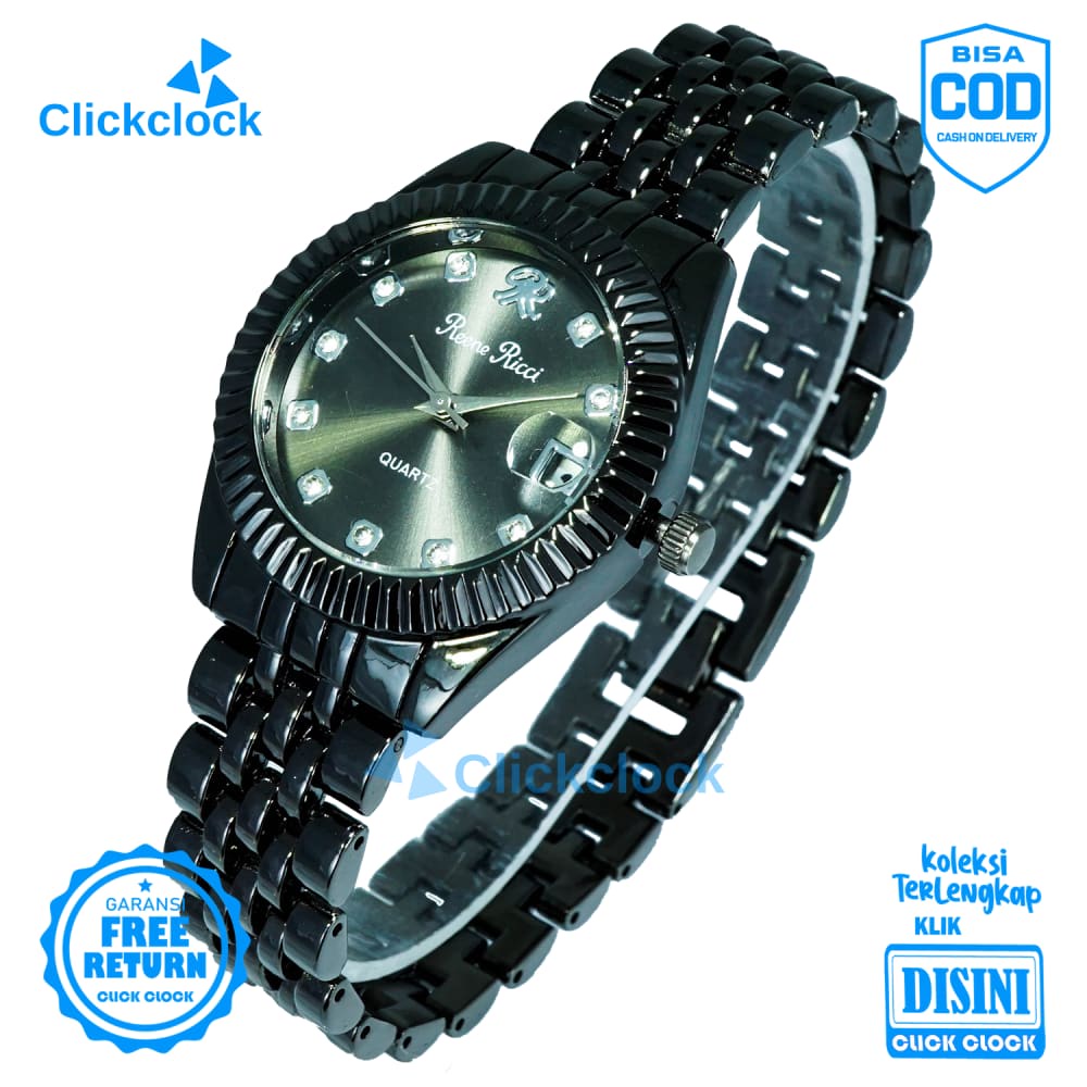 Jam Tangan Analog Wanita Permata Stainless Tanggal RR RK-01 Watch Murah