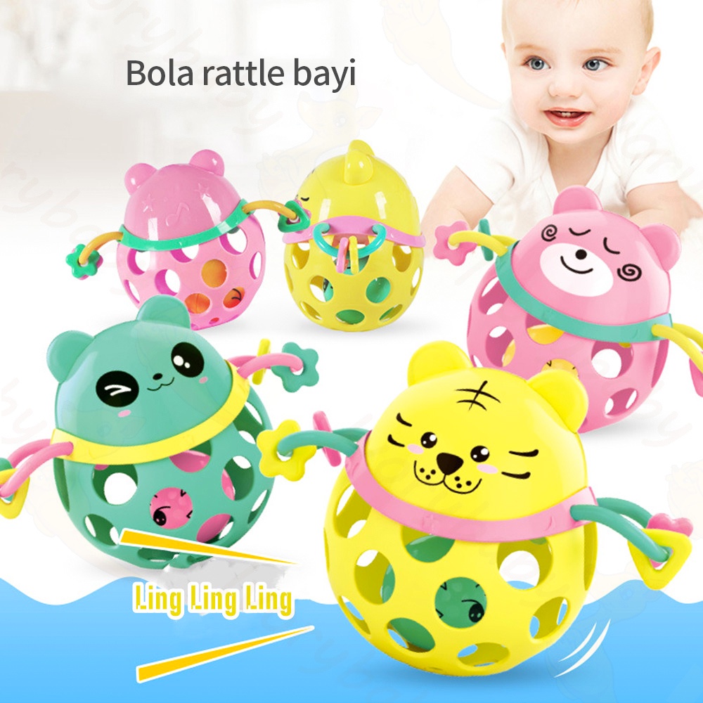 Ivorybaby Rattle bayi mainan bola lembut karet mainan bayi lucu