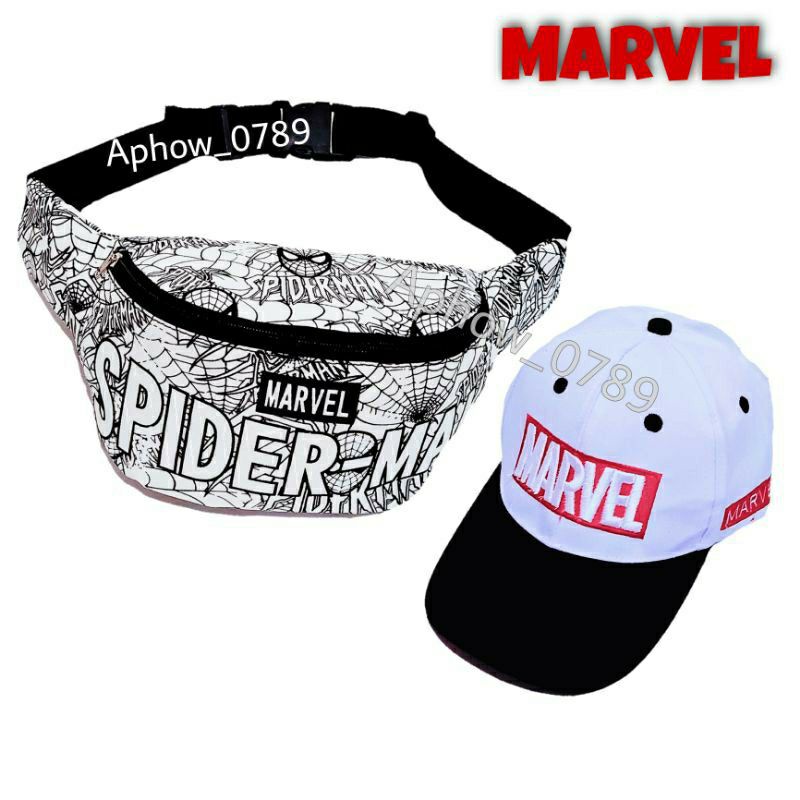 Tas SLempang Marvel anak Spiderman waistbag semi kanvas