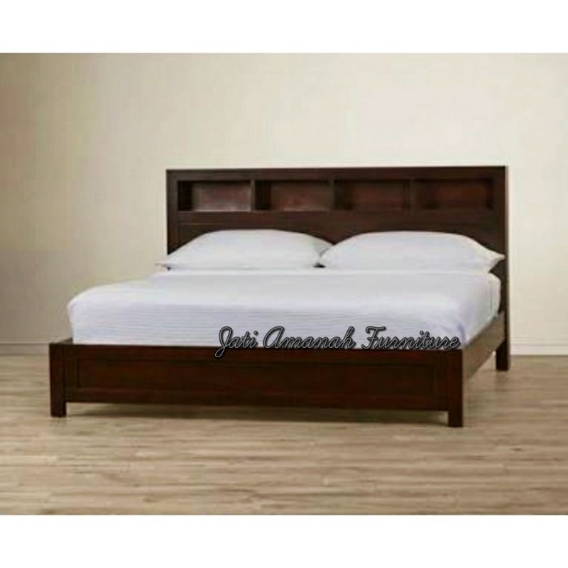 DIPAN RANGKA TEMPAT TIDUR JATI MINIMALIS MODERN UK 160X200