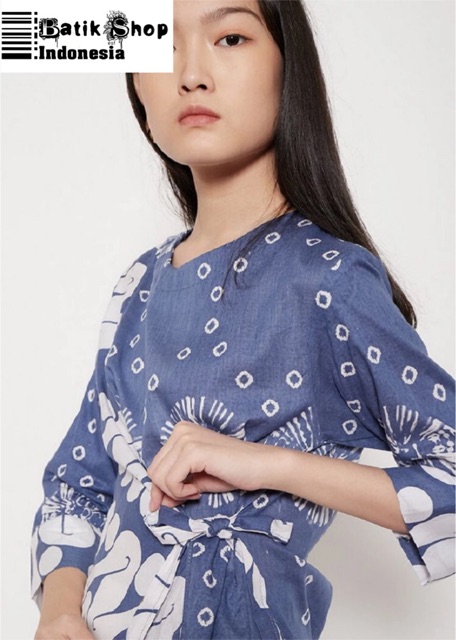 Blus Ziggy Tali Lawasan Heyna Monochrome Motif Warna Batik Wanita Cewek Katun Premium Modern