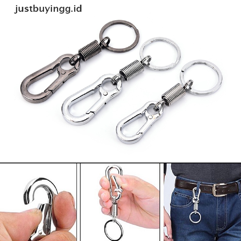 (Justbuyingg.Id) 1pc Gantungan Kunci Carabiner Anti Hilang Bahan Stainless Steel