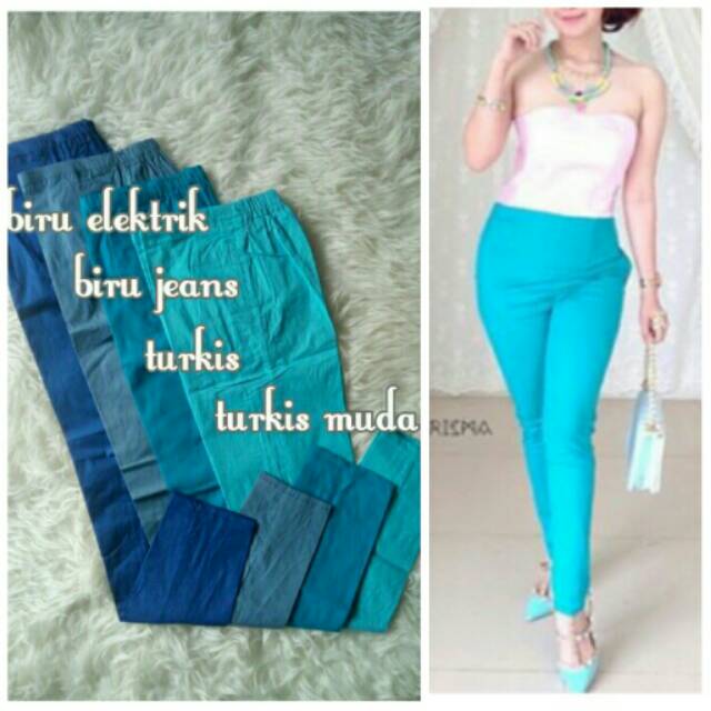 Celana katun street seri biru