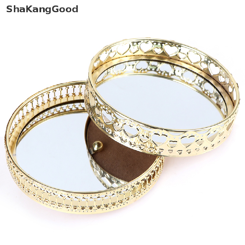 Baki Penyimpanan Perhiasan / Kosmetik Dengan Cermin Bahan Kaca