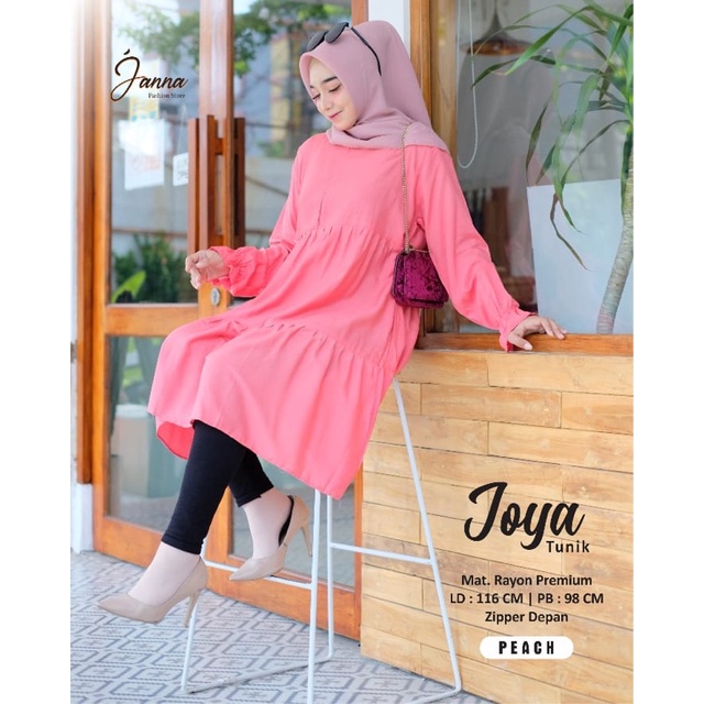 NEW JOYA TUNIK LD116 MAT RAYON PREMIUM HQ BUSUI ZIPER DEPAN ORIGINAL JANNA