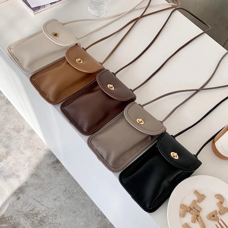 Dompet Gantung Leher Tas Selempang Wanita Model Tisya Bahan Kulit - Hanging Wallet Gantungan Leher C
