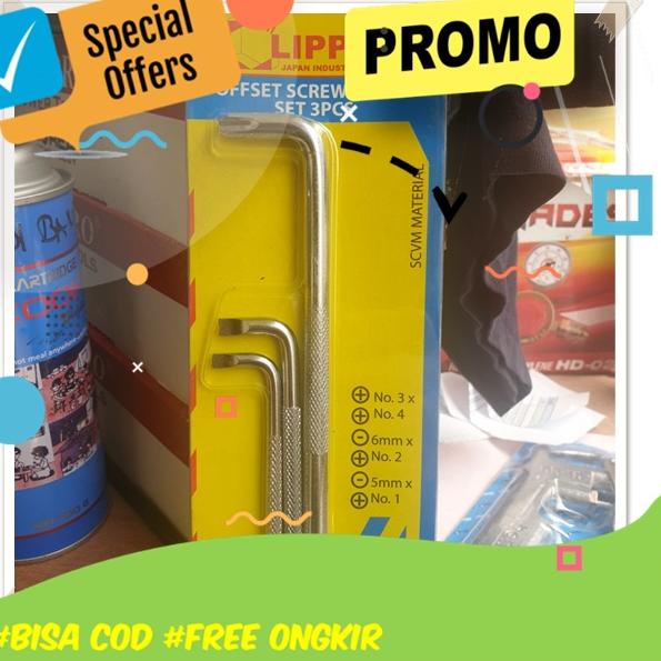 Kunci Obeng Z Obeng Set Motor Lengkap Besar Offset Screwdriver Set 3 Pcs Lippro Multifungsi Original