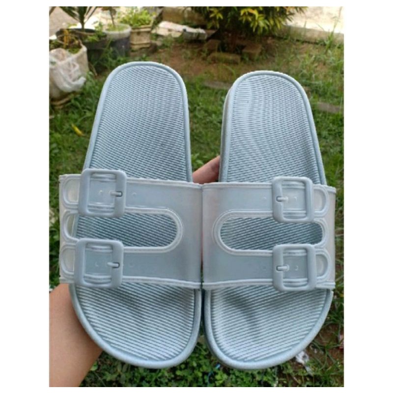 Sun-LUNA Sandal Jelly Wanita 2 Ban Transparan V202 Import