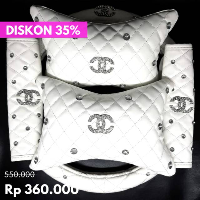 Set Chanel Putih Kulit Berlian 3in1