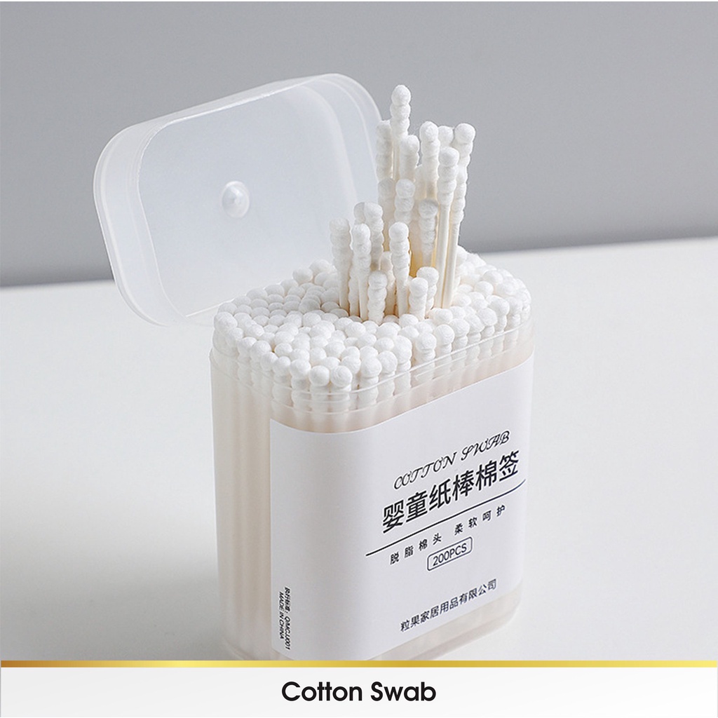 Tempat Wadah Kotak Cotton Swab Bud Baby Bayi Spiral Ear Pick Huki Swab Lip Tint Kecil Dewasa