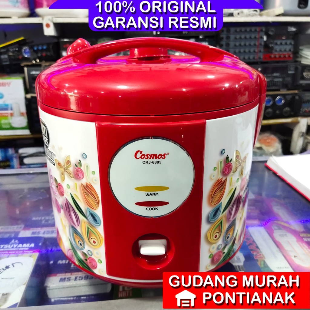 Ricecooker Cosmos CRJ 6305 harmond anti gores merah bunga tulip penanak nasi magicom mejicom