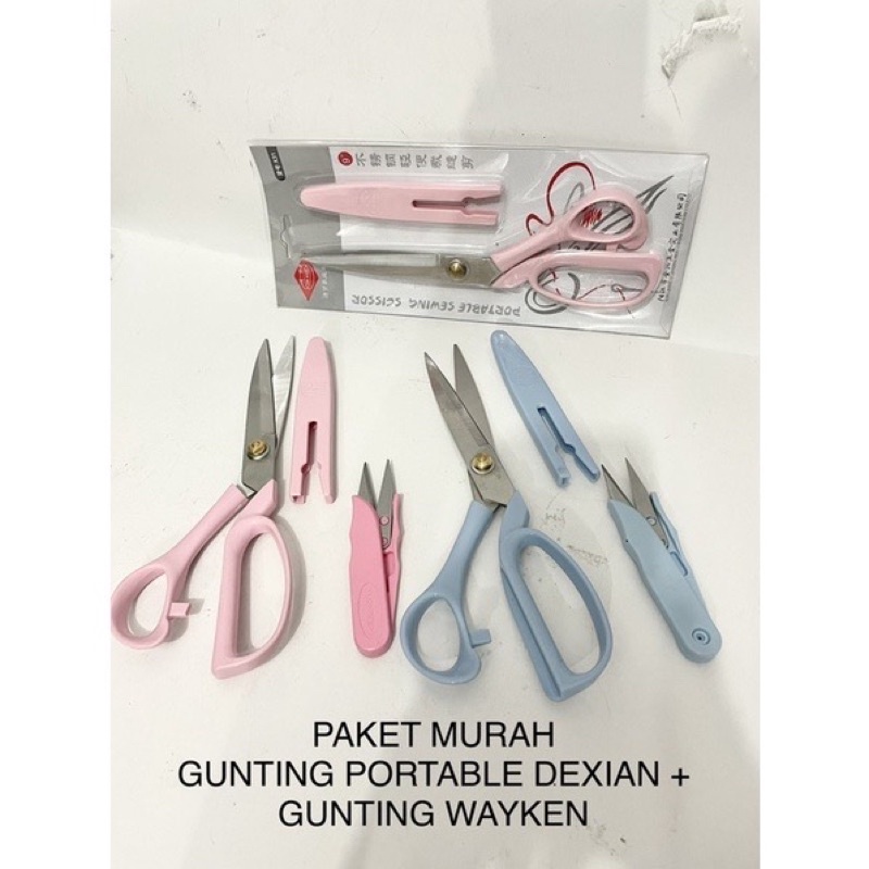 PAKET MURAH GUNTING PORTABLE DEXIAN + GUNTING WAYKEN / gunting benang + gunting kain tajam k30 k31