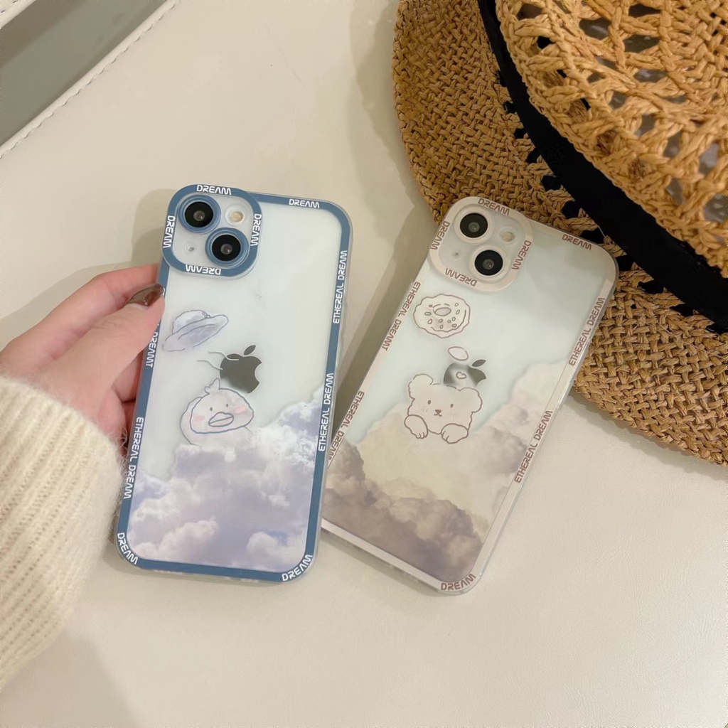 Soft Case Tpu Transparan 13pro 13prm Desain Awan Untuk iPhone 11 7Plus 8Plus Xr XS 13 12pro Max