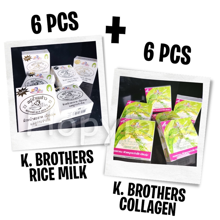 HOPYLOVY Paket 12 Pcs Sabun K Brothers Original Rice Milk + Ijo Collagen