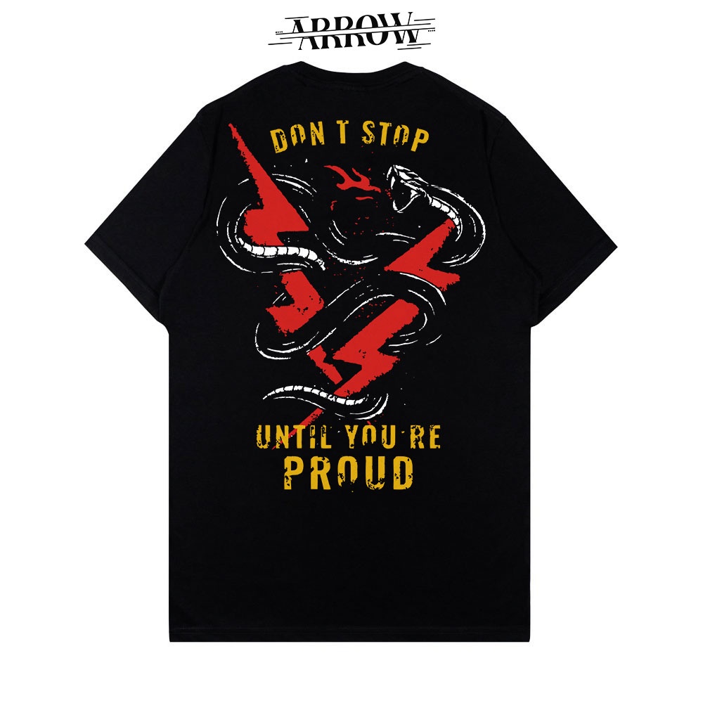 ARROWMERK KAOS T SHIRT WARNA HITAM MOTIF DONT STOP - KAOS PRIA DISTRO ORIGINAL PREMIUM GAMBAR KEREN 