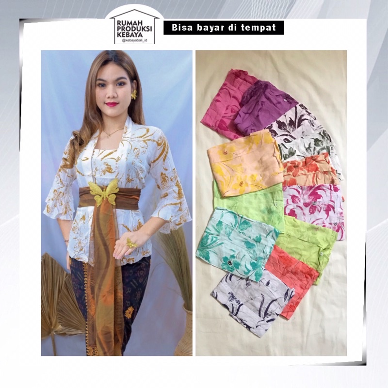 Kebaya Bali Modern Bed Rayon Lukis Lengan Trompet Atasan Tradisional