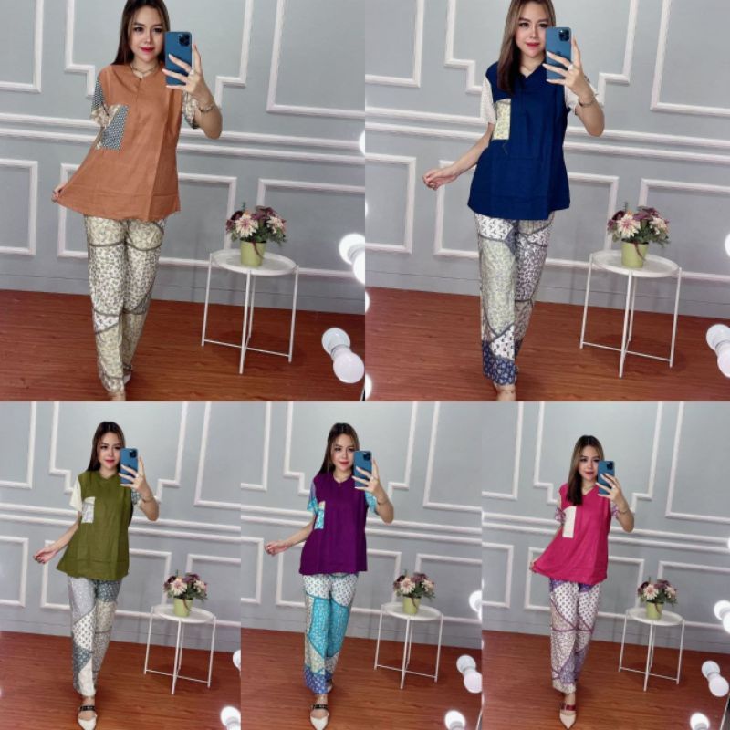 DNS - ONESET RAYON motif kombi polos settiedye setpiyama setelantiedye setelanpiyama setpiyamamurah 