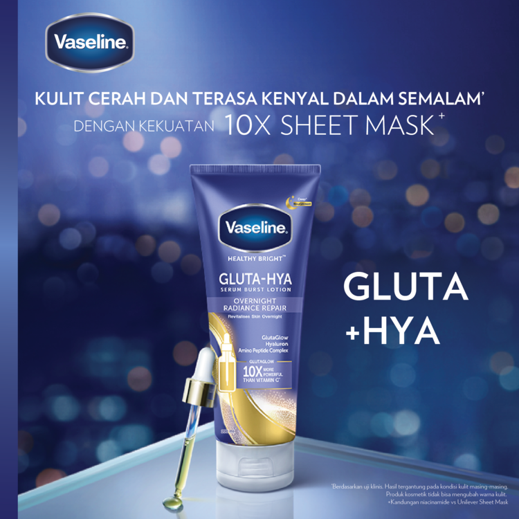 Vaseline Healthy Bright​ Gluta Hyaluron &amp; Peptide Serum Lotion Overnight 330ml