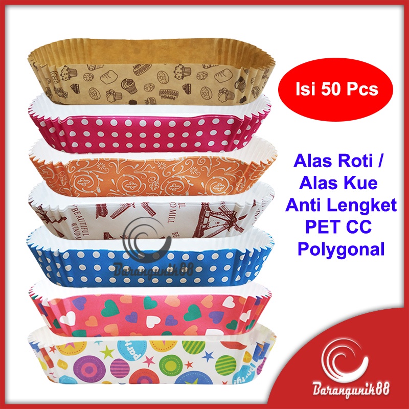 Kertas Alas Roti Kue (50 pcs) Anti Lengket PET CC Polygonal Persegi