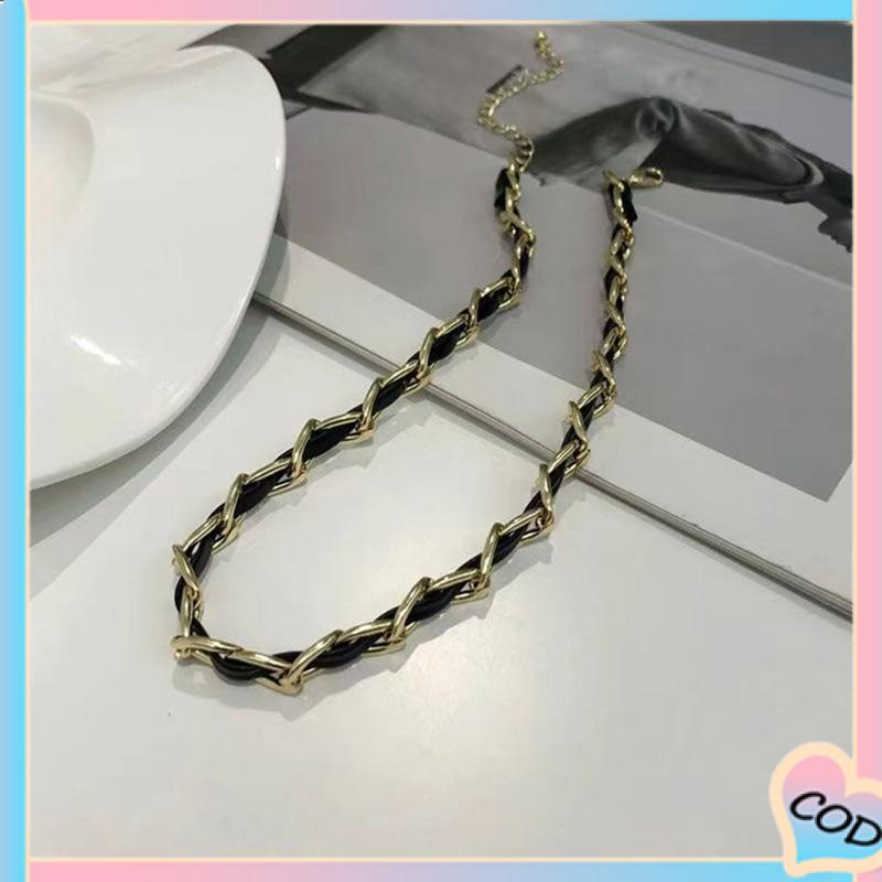 COD❤️Gelang Kalung Kepang Kulit Chian Retro High-end Fashion Wanita-A.one