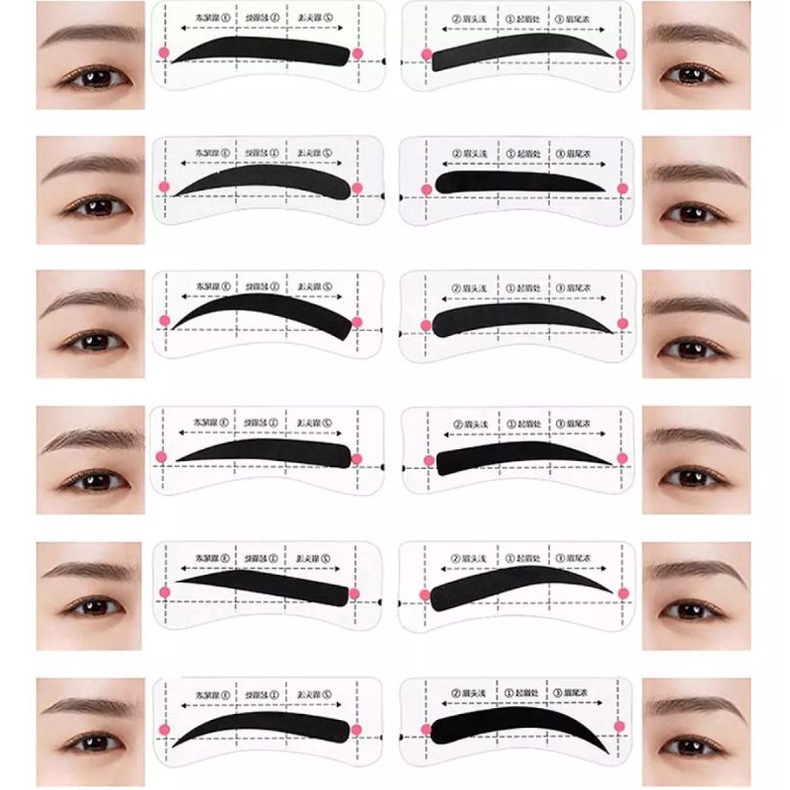 24 PAIRS EYEBROW STENCIL, PROFESSIONAL CARD TEMPLATE EYEBROW STICKER TOOL, DRAW PERPECT EYEBROW