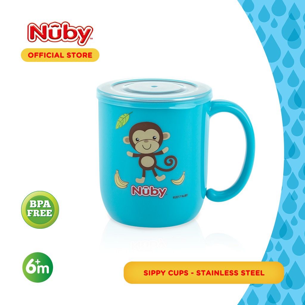 Nuby Kids Stainless Mug With Lid - Gelas Minum Anak Stainless