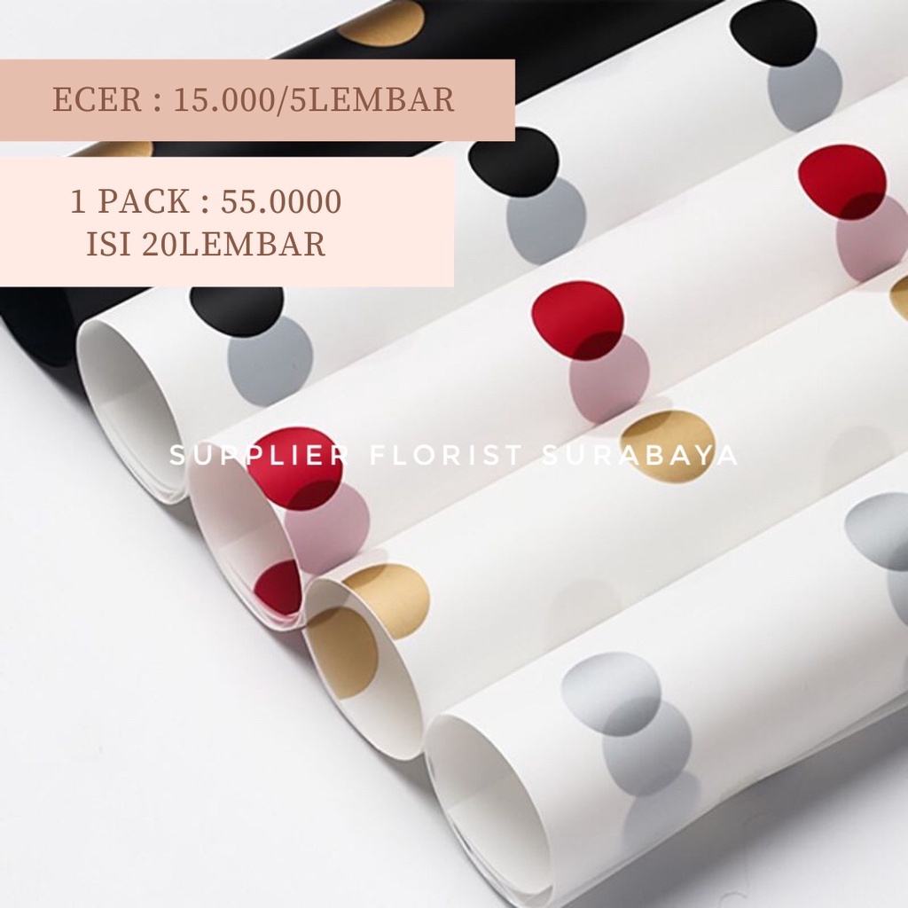 [1 PACK ISI 20 LEMBAR] KERTAS BUNGA POLKADOT CELLOPHANE WRAPPING PAPER WRAP BUNGA KOREA STYLE DIY FLORIST