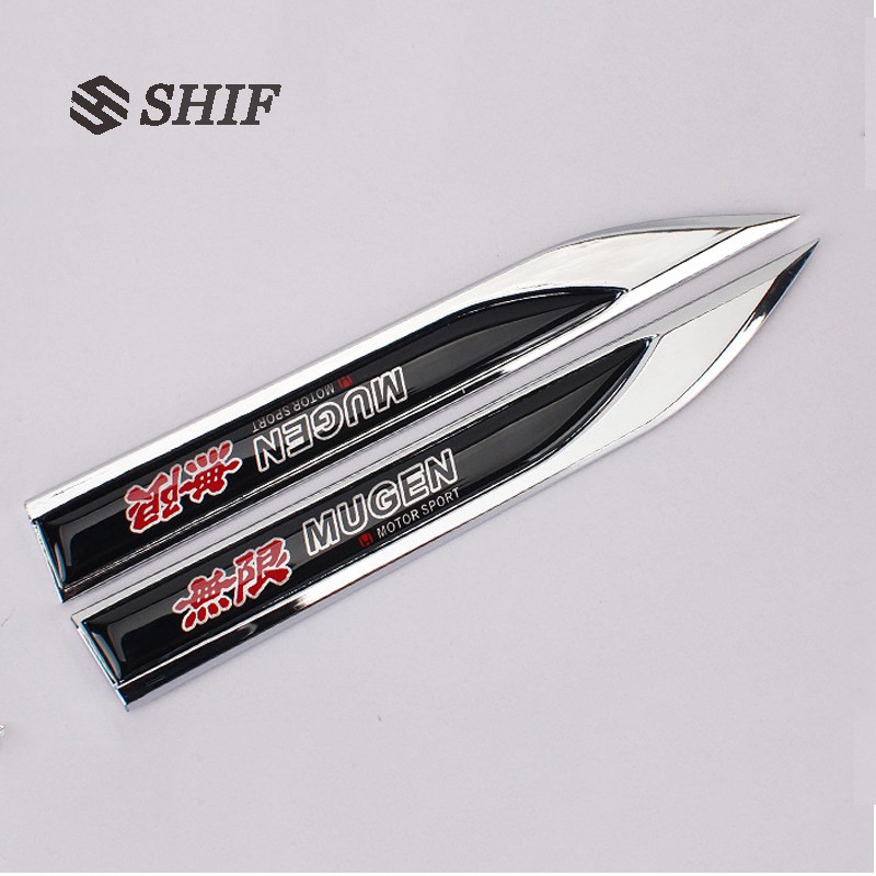 2Pcs Stiker Emblem Badge Metal Tulisan MUGEN Power Untuk Fender Belakang Mobil Honda