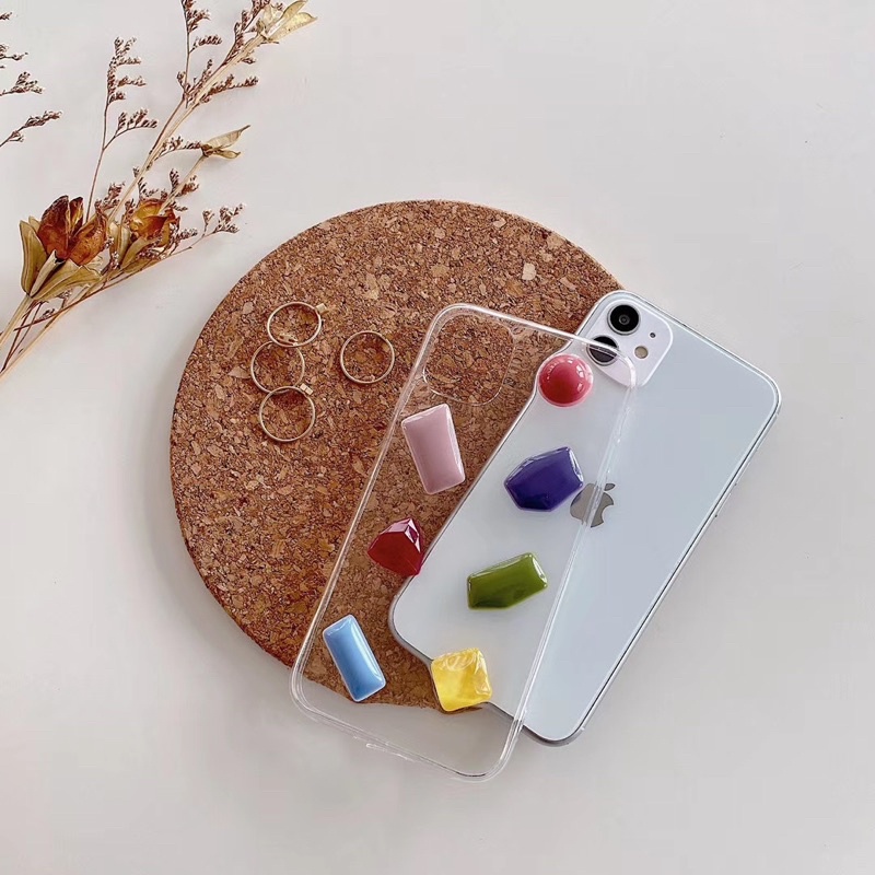 Gem Stone Case Iphone Oppo Vivo Samsung Realme 3 5 6 7 8 Pro C11 C15 C12 C17 C21 C25 C20 Redmi Note