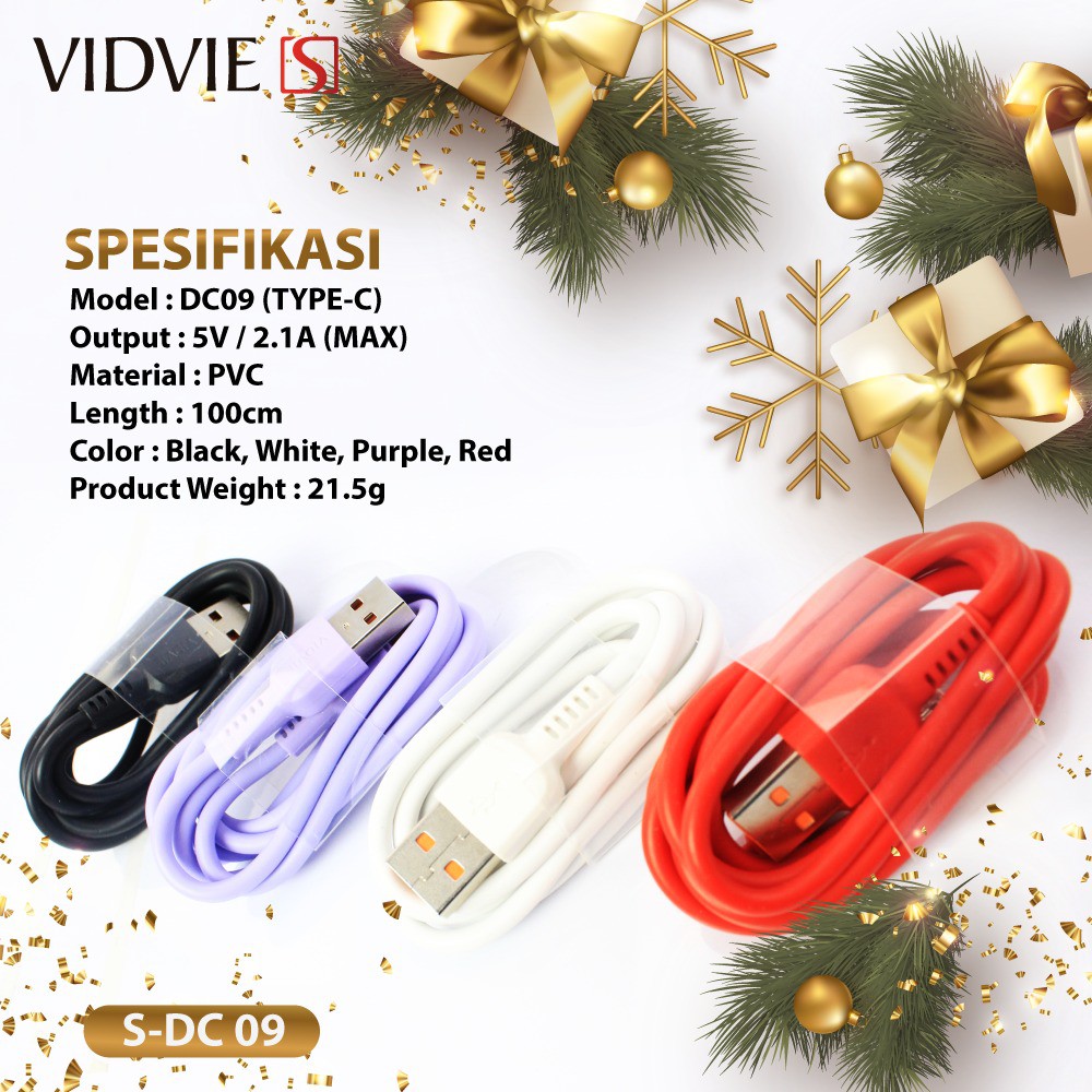 Kabel Data Vidvie Type C fast Charge 1m Color S-DC09T