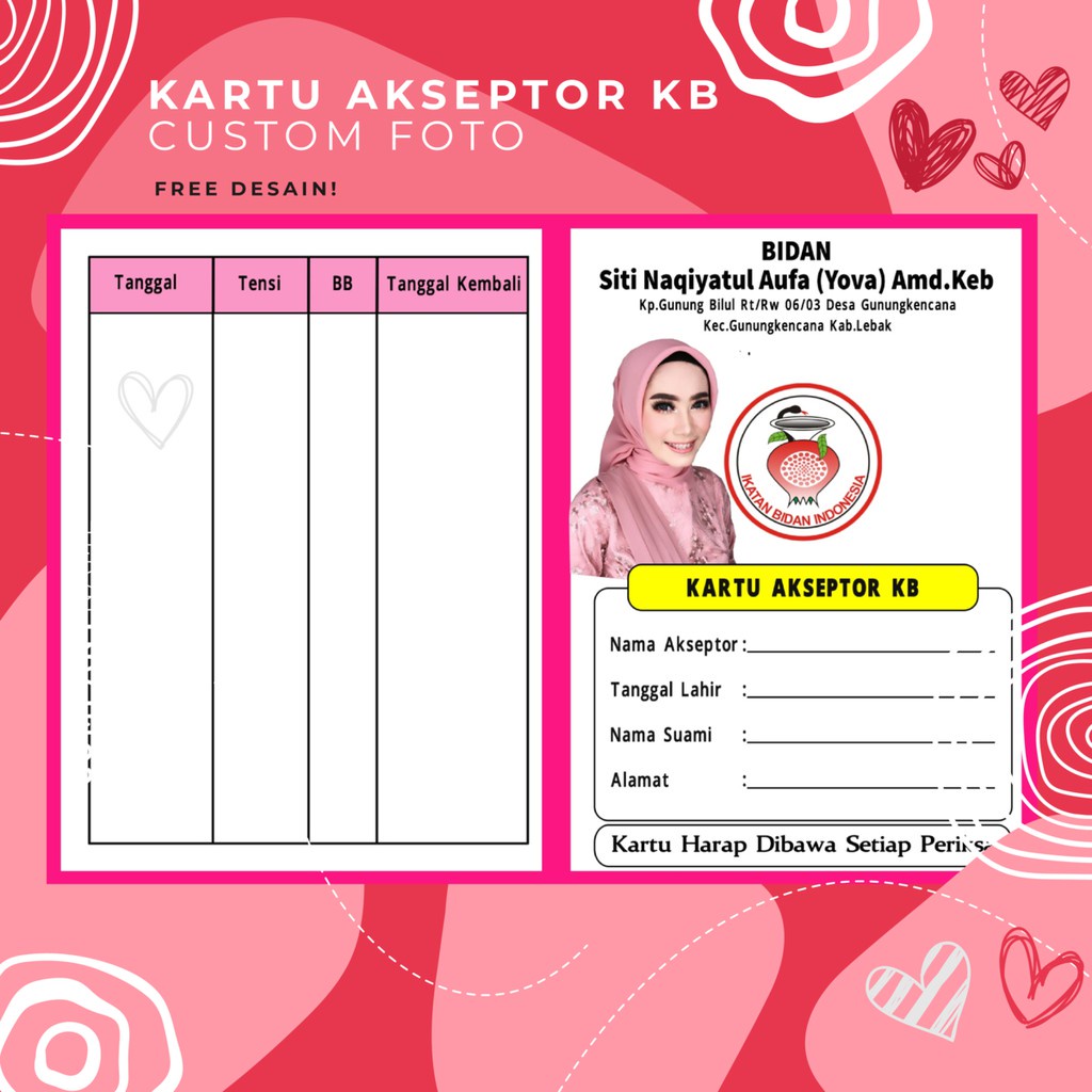 

KARTU AKSEPTOR KB CUSTOM FOTO BIDAN DOKTER